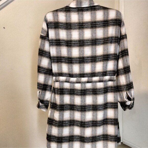 Ci Sono Medium Plaid Tie Waist Flannel Shirt Tunic Dress - Picture 7 of 8